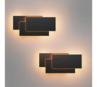 Klighten 2 Pièces Appliques Murales Interieur LED Lampe 24W 1920LM Moderne Applique Murale pour Chambre Maison Couloir Salon Blanc chaud 3000K, Noir