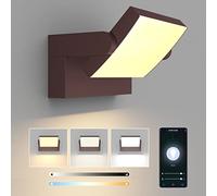Klighten 24W Applique Dimmable Extérieure/Intérieure, Contrôle APP, Minuteur, Éclairage Mural Imperméable IP65, Lampes Murale avec LED Panneau Rotatif pour Terrasse Entrée Jardin, Bronze, 3000K-6000K