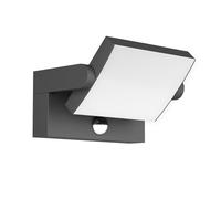 Klighten 24W Applique Exterieur/Intérieur LED avec Détecteur de Mouvement, Lampe murale avec LED Panneau Rotatif, IP65 Applique Lampe Moderne pour Balcon Jardin, Gris Foncé, Blanc Chaud 2700K-3000K