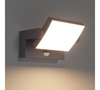 Klighten 24W Applique Exterieur/Intérieur LED avec Détecteur de Mouvement, Lampe murale avec LED Panneau Rotatif, IP65 Éclairage Lampe Moderne pour Entrée Jardin, Anthracite, Blanc Chaud 3000K