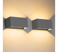 Klighten 24W Applique Mural Intérieur/Extérieur 2PCS, Faisceau Réglable Applique Murale LED IP65 Étanche 3000K Blanc Chaud Appliques Murales Gris Foncé