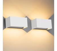 Klighten 24W Applique Mural Intérieur/Extérieur 2PCS, Faisceau Réglable Applique Murale LED IP65 Étanche 3000K Blanc Chaud Appliques Murales Blanc