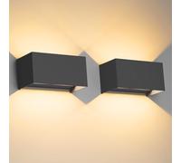 Klighten 24W Applique Mural Intérieur/Extérieur 2PCS, Faisceau Réglable Applique Murale LED IP65 Étanche 3000K Blanc Chaud Appliques Murales Noir