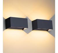 Klighten 24W Applique Mural Intérieur/Extérieur Faisceau Réglable,2PCS Applique Murale LED IP65 Étanche 3000K Blanc Chaud Appliques Murales,Anthracite