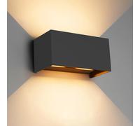 Klighten 24W Applique Mural Intérieur/Extérieur Faisceau Réglable Applique Murale LED IP65 Étanche 3000K Blanc Chaud Appliques Murales Noir