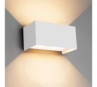 Klighten 24W Applique Mural Intérieur/Extérieur Faisceau Réglable Applique Murale LED IP65 Étanche 3000K Blanc Chaud Appliques Murales Blanc
