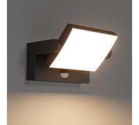 Klighten 24W Lampe Murale Extérieur avec Détecteur de Mouvement, IP65 Applique Extérieur/Intérieur avec Led Panneau Rotatif, Luminaire Murale pour Entrée, Couloir, 1500LM, Noir, Blanc Chaud 3000K