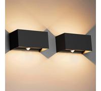 Klighten 24W LED Applique Murale intérieur/Extérieur avec Détecteur de Mouvement,2PCS Éclairage Mural Etanche IP65 3000K blanc chaud,Appliques Murales avec Angle de Faisceau Réglable,Noir
