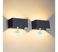Klighten 24W LED Applique Murale intérieur/Extérieur avec Détecteur de Mouvement,2PCS Éclairage Mural Etanche IP65 3000K blanc chaud,Appliques Murales avec Angle de Faisceau Réglable,Anthracite