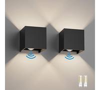Klighten 2PCS Applique Murale Extérieur avec Détecteur de Mouvement IP54 Éclairage Mural Intérieur avec Angle de Faisceau Réglable, avec Ampoule LED G9 Remplaçable Lampe, Blanc Naturel 4000K, Noir