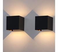 Klighten 2PCS Applique Murale Interieur/Exterieur 12W Avec Angle de Faisceau Réglable Appliques Murales LED 3000K Blanc Chaud, Etanche IP65 Applique Noir