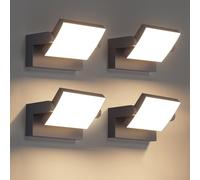 Klighten 4 Pcs 24W Applique Extérieur/Intérieur Rotatif, Éclairage LED Extérieur Imperméable IP65 Moderne, Lampe Murale pour Entrée Terrasse Jardin, Anthracite, 1500LM, Blanc Chaud 3000K