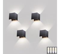 Klighten 4 Pcs Appliques Murales Interieur/Exterieur LED 9W, Lampe Murale Moderne UP Down Lampe pour Salon Chambre, Blanc Neutre 4000K, Anthracite Ral 7016 (G9 LED ampoule Inclure)
