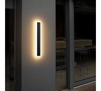 Klighten Aplique Mural Extérieur Interieur IP54 Noir 60CM/20W Longue Bande Lampe Murales, LED Applique Murale Acier inoxydable Acrylique, Pour Salon Chambre Escalier Patio, Blanc Chaud 3000K