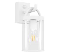 Klighten Applique Murale Vintage Exterieur avec Détecteur de Mouvement, Bianco Lampe Murale Industrielle, Lampe Murale Rétro, Applique Mural Aluminium, Douille E27, IP44, Sans Ampoule