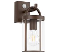 Klighten Applique Murale Vintage Exterieur, avec Détecteur de Mouvement, Lampe Murale Industrielle, Lampe Murale Rétro, Applique Mural Aluminium, Douille E27, IP44, Rouge rouille, Sans Ampoule