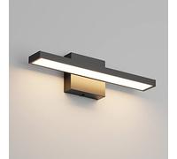 Klighten Lampe de miroir LED pour salle de bain - 40 cm - 12 W - IP44 - Lampe murale moderne - 1080 lm - 3000 K - Blanc chaud - 60 LED - 110 V-240 V - Noir