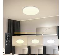 Klighten LED Blanc 50cm Plafonnier Dimmable avec Télécommande, Ultraslim Rond Plafonnier Plat 48W avec App-Control, pour Salon Chambre à coucher, 2700K-6500K