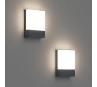 Klighten Lot de 2 24W Lampe Murale LED Interieur/Exterieur, Applique Murale Anthracite Modernes en Aluminium, Éclairage Mural pour Entrée Couloir Escaliers, Blanc Neutre 4500K, IP65, 1500Lumen