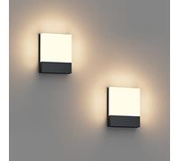 Klighten Lot de 2 24W Lampe Murale LED Interieur/Exterieur, Applique Murale Anthracite Modernes en Aluminium, Éclairage Mural pour Entrée Couloir Escaliers, Blanc Chaud 2700K-3000K, IP65, 1500Lumen