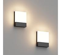Klighten Lot de 2 24W Lampe Murale LED Interieur/Exterieur, Applique Murale Gris foncé Modernes en Aluminium, Éclairage Mural pour Entrée Couloir Escaliers, Blanc Chaud 2700K-3000K, IP65, 1500Lumen