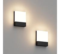 Klighten Lot de 2 24W Lampe Murale LED Interieur/Exterieur, Applique Murale Noir Modernes en Aluminium, Éclairage Mural pour Entrée Couloir Escaliers, Blanc Chaud 2700K-3000K, IP65, 1500Lumen