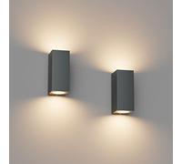Klighten Lot de 2 Applique Murale Anthracite Exterieur Interieur, IP65 Etanche Up Down Lampe Murale Modernes en Aluminium, GU10 Éclairage Mural pour Entrée Couloir Escaliers, Ampoule non Incluse