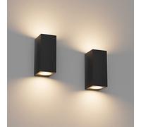 Klighten Lot de 2 Applique Murale Noir Exterieur Interieur, IP65 Etanche Up Down Lampe Murale Modernes en Aluminium, GU10 Éclairage Mural pour Entrée Couloir Escaliers, Ampoule non Incluse