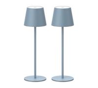 Klighten Lot de 2 LED Dimmable Lampe de Bureau à batterie, Bleu Lampe de Table Rechargeable avec Chargement USB-C pour Intérieur/Extérieur, Lumière Chaude Couleur 3000K, Aluminium, IP54