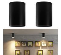 Klighten Lot de 2 spots de plafond cylindrique noir, culot GU10, spot rond en aluminium, spot pour cuisine, salon, couloir, 10,5 x 14,6 cm, ampoule non incluse