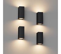 Klighten Lot de 4 Applique Murale Noir Exterieur Interieur, IP65 Etanche Up Down Lampe Murale Modernes en Aluminium, GU10 Éclairage Mural pour Entrée Couloir Escaliers, Ampoule non Incluse