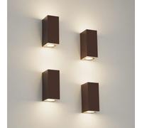 Klighten Lot de 4 Applique Murale Rouille Exterieur Interieur, IP65 Etanche Up Down Lampe Murale Modernes en Aluminium, GU10 Éclairage Mural pour Entrée Couloir Escaliers, Ampoule non Incluse