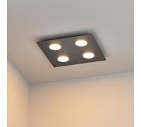 Klighten Plafonnier 4 Spots, Douille GX53, Lampe de Plafond Carré en Fer Modern, Spot Plafond 4 Spots für Cuisine, Chambre, Salon, Couloir, 40 x 40 cm, Noir, Ampoule non Incluse