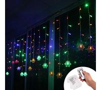 Klighten Rideau Lumière, Guirlande LED 3.5 * 0.65m, Alimenté par Piles, Guirlandes Lumineuses 8 Modes Dimmable avec Télécommande pour Mariage, Chambre, Fenêtre, Jardin, Terrasse, etc.(RGB