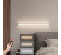 Kligten 8W LED Applique Murale Dimmable, 100cm Rechargeable Blanc Lampe Murale Sans fil avec Télécommande, Longue Éclairage Murale pour Salon Escalier Chambre à Coucher