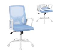 Klihome Chaise Bureau Ergonomique avec Dossier Rabattable en Maille Haute Élasticité, Fauteuil Bureau avec roulettes Universelles à 360° et Accoudoirs, Bleu