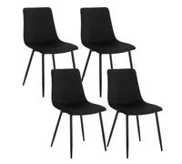 Klihome Lot de 4 Chaises de Salle à Manger, Chaise Rembourrée avec Dossier, 4 Pieds en Métal, sans Accoudoir, pour Salon, Chambre, en Velours, Noir.
