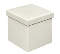 Klihome Pouf Rangement, Pouf Coffre, Tabouret Rangement, Design Pliable, Pouf de Rangement avec Couvercle, Siège Rembourré, en Lin, Crème, 30x30x30cm