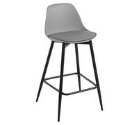 Klihome Tabouret Bar Tabouret de Bar pour Petit-Déjeuner, Tabouret de Cuisine avec Dossier, Siège Rembourré en PP et Cadre en Métal avec Repose-Pieds, Gris, K0003BH-1