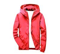 Klijuiaup Veste coupe-vent imperméable et légère pour garçons et filles, manteaux de pluie à capuche pour jeunes garçons avec poches, Rouge, Bust Size:94cm(11-12 Years)