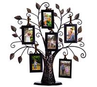 Klikel - Arbre généalogique avec 6 cadres photo à suspendre - En métal - Taille moyenne 30,5 x 28 cm - Peut contenir 6 cadres décoratifs de 5 x 7,6 cm