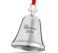 Klikel Cloche de Noël 2024 - Décoration de Noël 2024 - Cloche de Noël 2024 - Véritable cloche pour sapin de Noël - Gravure argentée de Noël 2024-10e édition annuelle