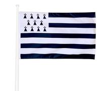 KliKil Drapeau Brittany surdimensionné 150 x 90 cm avec 2 œillets métalliques pour un montage facile, impression durable résistante aux UV et au vent léger - Drapeau décoratif officiel de Brittany