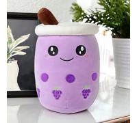 Klikkopers - Coussin kawaii - Bubble Tea - Doudou - 30 cm à 35 cm - Peluche Boba - Rose bébé - Peluche kawaii - Squishy - Doudou Squish (violet)