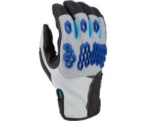Klim Baja S4 2025 perforated Mesh Leather/Textile Enduro Motorcycle Gloves Gants de moto Enduro en maille perforée cuir/textile, bleu/gris, Taille L
