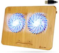 Klim Bamboo - Refroidisseur Pc Portable - Vitesse Réglable - Support Ventilé Avec Structure En Bambou Pour Ordinateur 10¿ À 15,6¿ - Extra Port Usb [ Nouvelle Version 2022 ]