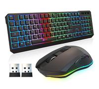 KLIM Blaze & Chroma - Clavier Souris sans Fil AZERTY Gaming Pack, RGB LED, Ergonomique, Batterie Rechargeable, USB 2,4 GHz, PC/Mac/PS4/PS5 - Noir