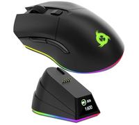 KLIM Blaze Pro - Souris Gamer sans Fil RGB Rechargeable avec Station de Charge et Écran LCD - Capteur Haute Précision avec Batterie Longue Durée -Jusqu'à 6000 DPI - Souris Filaire et sans Fil