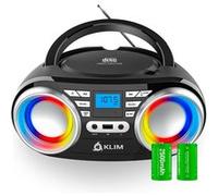 KLIM Boombox B3 + Poste Radio Lecteur CD Portable + Radio FM, CD, Bluetooth, USB, Bluetooth, MP3 + Mode filaire et sans fil avec Piles Rechargeables + Lentille Laser Améliorée G