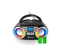 KLIM Boombox B3 + Poste Radio Lecteur CD Portable + Radio FM, CD, Bluetooth, USB, Bluetooth, MP3 + Mode filaire et sans fil avec Piles Rechargeables + Lentille Laser Améliorée G